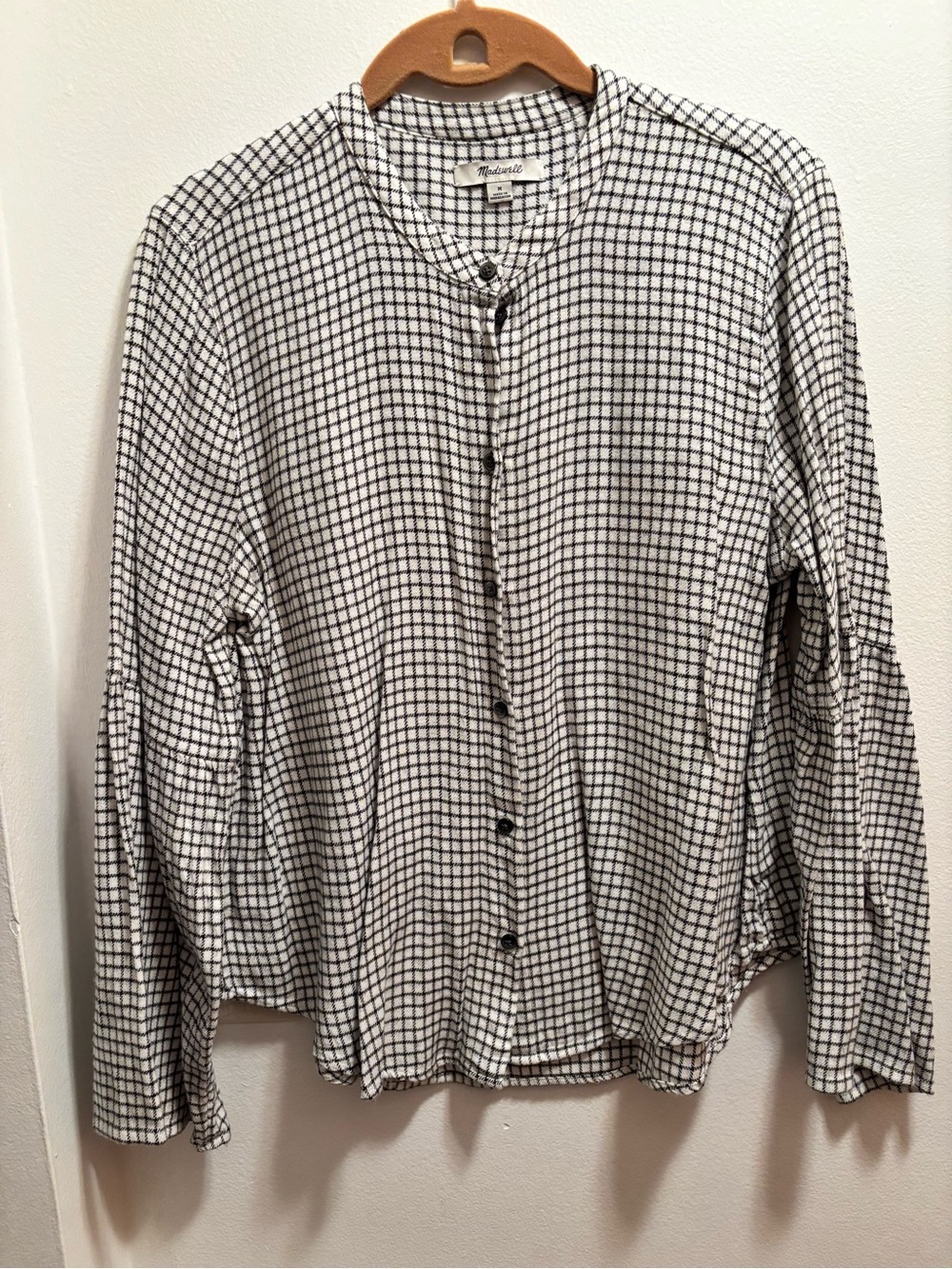 Madewell Black and White Grid Button-Down Top